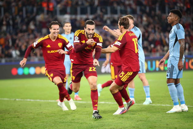 SOCCER - UEFA Champions League - AS Roma vs. Slovan Bratislava Photo by IPA ABACAPRESS.COM89963152 - October 20, 2026 Champions League: Roma vs. Slovan Bratislava In the photo: Hermoso celebrates (Photo by Gino Mancini) Roma Italy  Copyright: xIPAxSport ABACAx