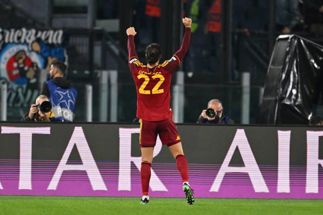 SOCCER - UEFA Champions League - AS Roma vs. Slovan Bratislava Photo by IPA ABACAPRESS.COM89963165 - Mario Hermoso of A.S. Roma celebrates after scoring the goal that made the score 1-0 during the UEFA Champions League Matchday 3 soccer match between A.S. Roma and S.K. Slovan Bratislava at the Olympic Stadium on October 20, 2026, in Rome, Italy. Rome Italy  Copyright: xIPAxSport ABACAx
