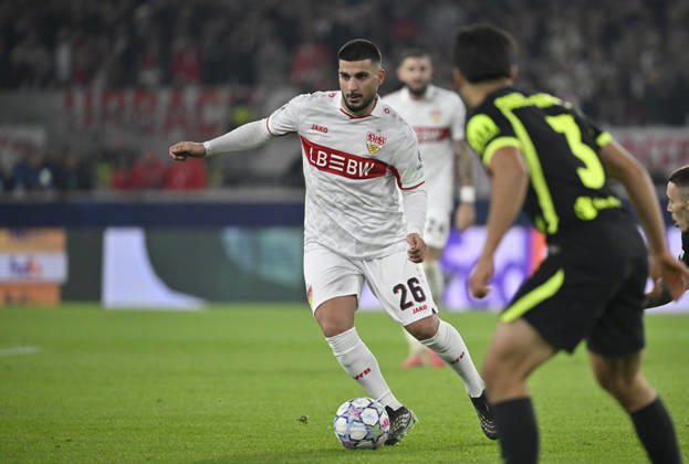 Deniz Undav VfB Stuttgart (26) Aktion am Ball Obed Vargas Atletico de Madrid (03) Champions League VfB Stuttgart vs Atletico Madrid 20.10.2026 DFL REGULATIONS PROHIBIT ANY USE OF PHOTOGRAPHS AS IMAGE SEQUENCES AND OR QUASI-VIDEO Champions League VfB Stuttgart vs Atletico Madrid