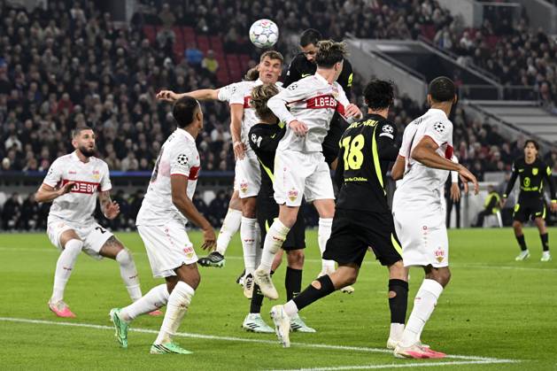 STUTTGART - (lr) Grischa Promel of VFB Stuttgart, David Hancko of Atletico Madrid during the UEFA Champions League match between VFB Stuttgart and Atletico Madrid at Stadion MHP Arena on 20 October 2026 in Stuttgart, Germany. ANP UEFA Champions League 2026 27 xVIxANPxSportx xGerritxvanxKeulenxIVx 573110740 originalFilename: 573110740.jpg