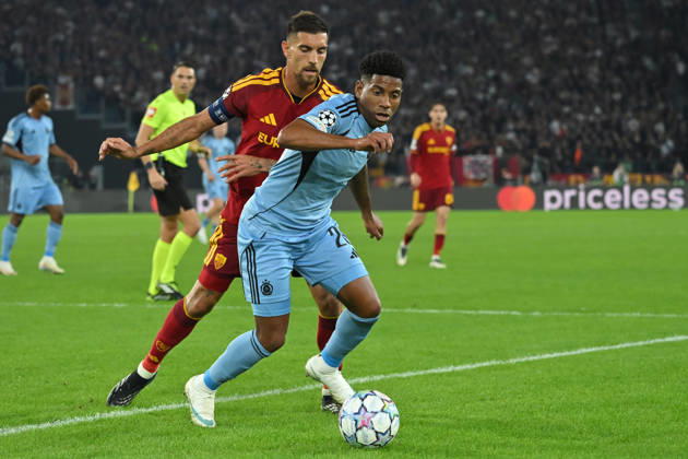2026,Roma-Slovan Bratislava Cesar Blackman of Slovan Bratislava,Lorenzo Pellegrini of Roma during the Champions League match Championship phase Matchday 3 Roma-Slovan Bratislava at the Stadio Olimpico. Rome (Italy), October 20, 2026 during the Champions League match Championship phase Matchday 3 Roma-Slovan Bratislava at the Stadio Olimpico. Rome (Italy), October 20, 2026 Imago-images Emmefoto Copyright: xImago-images Emmefotox