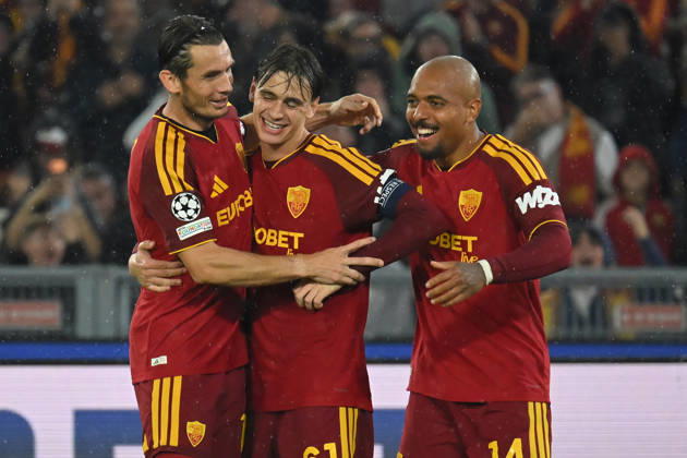 2026,Roma-Slovan Bratislava Niccolo Pisilli of Roma celebrates scoring his goal during the Champions League match Championship phase Matchday 3 Roma-Slovan Bratislava at the Stadio Olimpico. Rome (Italy), October 20, 2026 during the Champions League match Championship phase Matchday 3 Roma-Slovan Bratislava at the Stadio Olimpico. Rome (Italy), October 20, 2026 Imago-images Emmefoto Copyright: xImago-images Emmefotox