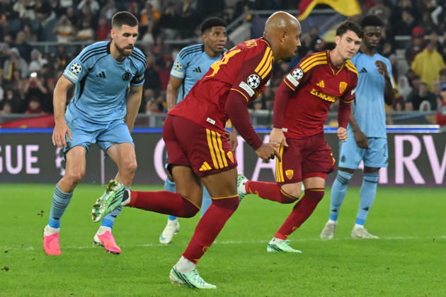 2026,Roma-Slovan Bratislava Donyell Malen of Roma celebrates scoring his goal during the Champions League match Championship phase Matchday 3 Roma-Slovan Bratislava at the Stadio Olimpico. Rome (Italy), October 20, 2026 during the Champions League match Championship phase Matchday 3 Roma-Slovan Bratislava at the Stadio Olimpico. Rome (Italy), October 20, 2026 Imago-images Emmefoto Copyright: xImago-images Emmefotox