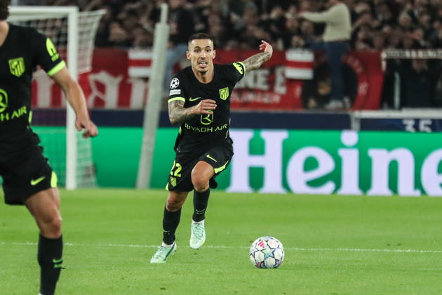 Stuttgart 20.10.2026. Pilka nozna Liga Mistrzow UEFA sezon 2026 2027 kolejka 3 mecz: VfB Stuttgart - Atletico Madryt --- Football UEFA Champions League season 2025 2026 round 3 match: VfB Stuttgart - Atletico de Madrid nz Alejandro Grimaldo Fot. Kacper Staniec NEWSPIX.PL --- newspix.pl