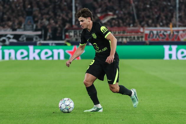 Stuttgart 20.10.2026. Pilka nozna Liga Mistrzow UEFA sezon 2026 2027 kolejka 3 mecz: VfB Stuttgart - Atletico Madryt --- Football UEFA Champions League season 2025 2026 round 3 match: VfB Stuttgart - Atletico de Madrid nz Julian Alvarez Fot. Kacper Staniec NEWSPIX.PL --- newspix.pl