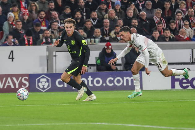 Stuttgart 20.10.2026. Pilka nozna Liga Mistrzow UEFA sezon 2026 2027 kolejka 3 mecz: VfB Stuttgart - Atletico Madryt --- Football UEFA Champions League season 2025 2026 round 3 match: VfB Stuttgart - Atletico de Madrid nz Pablo Barrios Fot. Kacper Staniec NEWSPIX.PL --- newspix.pl 