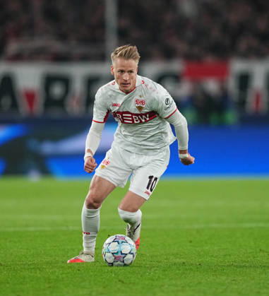 Chris Fuhrich (VFB Stuttgart) during VfB Stuttgart and Atlético Madrid, League Phase UEFA Champions League, at MHPArena, Stuttgart, Germany on October 20, 2026. DeFodi Images. -