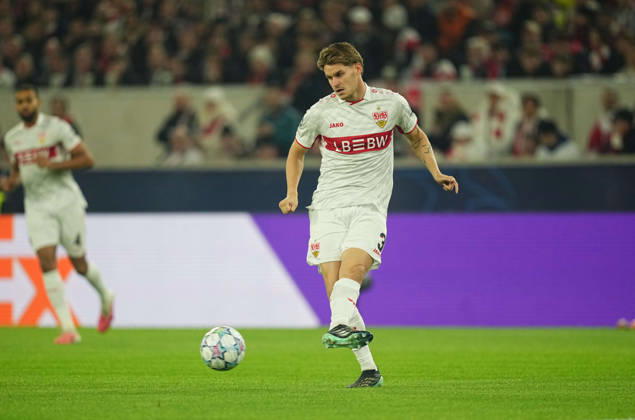 Ramon Hendriks (VFB Stuttgart) during VfB Stuttgart and Atlético Madrid, League Phase UEFA Champions League, at MHPArena, Stuttgart, Germany on October 20, 2026. DeFodi Images. -