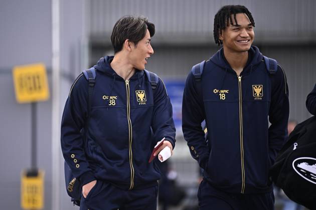 FC Midtjylland v Sint-Truidense VV - UEFA Conference League Media Activities 21 10 2026 LIEGE, BELGIUM - OCTOBER 21 : Matsuzawa Kaito forward of Sint-Truidense VV and Ishiwatari Nelson midfielder of Sint-Truidense VV pictured at the Liege airport before departure for the UEFA Conference League 2026 27 League Phase matchday 2 match between FC Midtjylland and Sint-Truidense VV on October 21, 2026 in Liege, Belgium, 21 10 2026 Liege Belgium Copyright: xTomasxSiskx