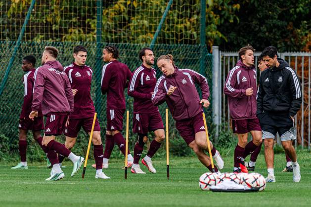 Anderlecht s players pictured during a training session of Belgian soccer team RSC Anderlecht, Wednesday 21 October 2026 in Brussels, in preparation of tomorrow s match against Polish Jagiellonia Bialystok, on day three of the UEFA Europa League league phase. EMILExWINDAL  x190468778x