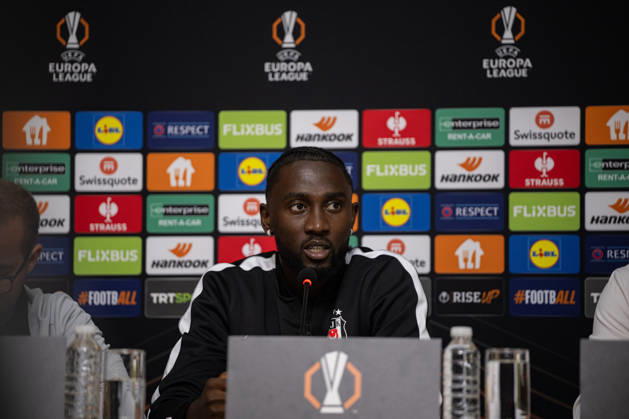 Besiktas hold press conference, PK, Pressekonferenz ahead of UEFA Europa League match with Crystal Palace ISTANBUL, TURKIYE - OCTOBER 21: Besiktas midfielder Wilfred Ndidi speaks during a press conference alongside head coach Vincenzo Italiano at BJK Nevzat Demir Training Facilities in Istanbul, Turkiye, on October 21, 2026, ahead of their UEFA Europa League Matchday 3 clash against Crystal Palace. Celal Gunes Anadolu Istanbul Turkey. Editorial use only. Please get in touch for any other usage.  Copyright: x2026xAnadoluxCelalxGunesx
