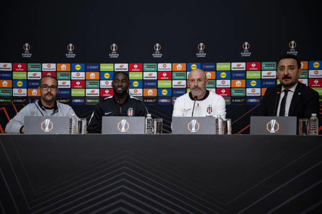 Besiktas hold press conference, PK, Pressekonferenz ahead of UEFA Europa League match with Crystal Palace ISTANBUL, TURKIYE - OCTOBER 21: Besiktas head coach Vincenzo Italiano (2nd R) and midfielder Wilfred Ndidi (2nd L) attend a press conference at BJK Nevzat Demir Training Facilities in Istanbul, Turkiye, on October 21, 2026, ahead of their UEFA Europa League Matchday 3 clash against Crystal Palace. Celal Gunes Anadolu Istanbul Turkey. Editorial use only. Please get in touch for any other usage.  Copyright: x2026xAnadoluxCelalxGunesx