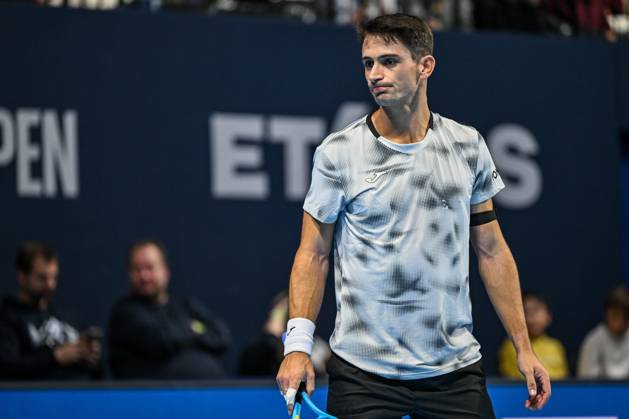 Mariano Navone of Argentina look dejected during the European Open ATP, Tennis Herren tennis tournament in Brussels, on 21 October. This year s edition of the tournament is taking place from 17 to 25 October DAVIDxPINTENS  x190497546x
