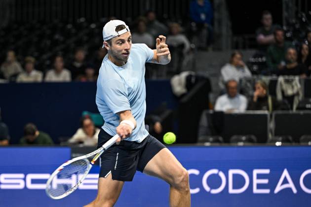 Tallon Griekspoor of the Netherlands pictured in action during the European Open ATP, Tennis Herren tennis tournament in Brussels, on 21 October. This year s edition of the tournament is taking place from 17 to 25 October DAVIDxPINTENS  x190497807x