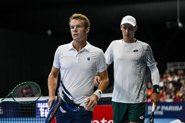 Michael Geerts of Belgium, Joran Vliegen of Belgium pictured during the European Open ATP, Tennis Herren tennis tournament in Brussels, on 21 October. This year s edition of the tournament is taking place from 17 to 25 October DAVIDxPINTENS  x190499739x