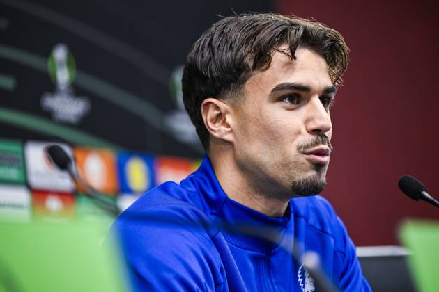 Tiago Araujo of KAA Gent pictured during a press conference, PK, Pressekonferenz of Belgian soccer team KAA Gent, Wednesday 21 October 2026 in Braga, Portugal. The team is preparing for the second match of the UEFA Conference League league phase against Portuguese SC Braga tomorrow. TOM GOYVAERTS TomxGoyvaerts  x190514395x