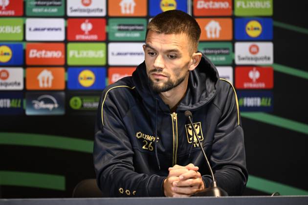 FC Midtjylland v Sint-Truidense VV - UEFA Conference League Media Activities 21 10 2026 HERNING, DENMARK - OCTOBER 21 : Musliu Visar defender of Sint-Truidense VV speaking with the media during a pre-match press conference, PK, Pressekonferenz ahead of the UEFA Conference League 2026 27 League Phase matchday 2 match between FC Midtjylland and Sint-Truidense VV on October 21, 2026 in Herning, Denmark, 21 10 2026 Herning Denmark  Copyright: xTomasxSiskx