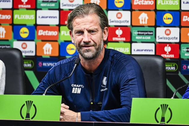 Rik De Mil, head coach of KAA Gent pictured during a press conference, PK, Pressekonferenz of Belgian soccer team KAA Gent, Wednesday 21 October 2026 in Braga, Portugal. The team is preparing for the second match of the UEFA Conference League league phase against Portuguese SC Braga tomorrow. TOM GOYVAERTS TomxGoyvaerts  x190516256x