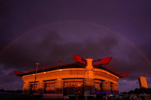 Raimbow over San Siro Stadium before the Uefa Champions League soccer match between Inter and Shakhtar Donetsk at San Siro Stadium in Milan , Italy - Wednesday October 21 , 2026. - Soccer  Copyright: xSpada LaPressex