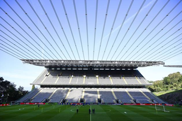 Estadio Municipal de Braga, stadium of SC Braga pictured at a training session of Belgian soccer team KAA Gent, Wednesday 21 October 2026 in Braga, Portugal. The team is preparing for the second match of the UEFA Conference League league phase against Portuguese SC Braga tomorrow. TOM GOYVAERTS TomxGoyvaerts  x190518864x