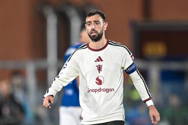 BRUNO FERNANDES of Manchester United, ManU Football Club react during the UEFA Champions League stage match Phase MD3 between Calcio Como and Manchester United Football Club at the Giuseppe Sinigaglia stadium in Como, north Italy -October 21, 2026 - Soccer.  Copyright: xTizianoxBallabio LaPressex