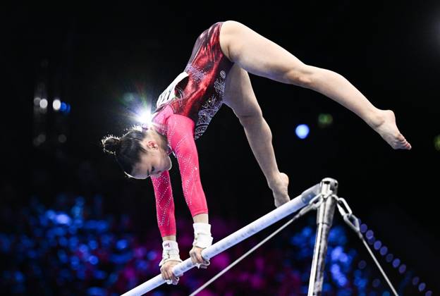 Netherlands Artistic Gymnastics World Championships 9270052 21.10.2026 Milana Kaiumova of Team World Gymnastics Neutral Athletes 2 competes on the uneven bars during the women s team final at the 2026 World Artistic Gymnastics Championships in Rotterdam, the Netherlands. Alexey Filippov Sputnik Rotterdam Netherlands  Copyright: xAlexeyxFilippovx