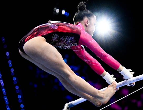 Netherlands Artistic Gymnastics World Championships 9270065 21.10.2026 Milana Kaiumova of Team World Gymnastics Neutral Athletes 2 competes on the uneven bars during the women s team final at the 2026 World Artistic Gymnastics Championships in Rotterdam, the Netherlands. Alexey Filippov Sputnik Rotterdam Netherlands  Copyright: xAlexeyxFilippovx