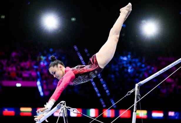 Netherlands Artistic Gymnastics World Championships 9270072 21.10.2026 Milana Kaiumova of Team World Gymnastics Neutral Athletes 2 competes on the uneven bars during the women s team final at the 2026 World Artistic Gymnastics Championships in Rotterdam, the Netherlands. Alexey Filippov Sputnik Rotterdam Netherlands  Copyright: xAlexeyxFilippovx