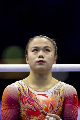 ROTTERDAM - Qiyuan Qiu (China) during the team final at the World Gymnastics Championships in Rotterdam Ahoy. IRIS VAN DEN BROEK ANP xVIxANPxSportx xxANPxIVx 573183243 originalFilename: 573183243.jpg