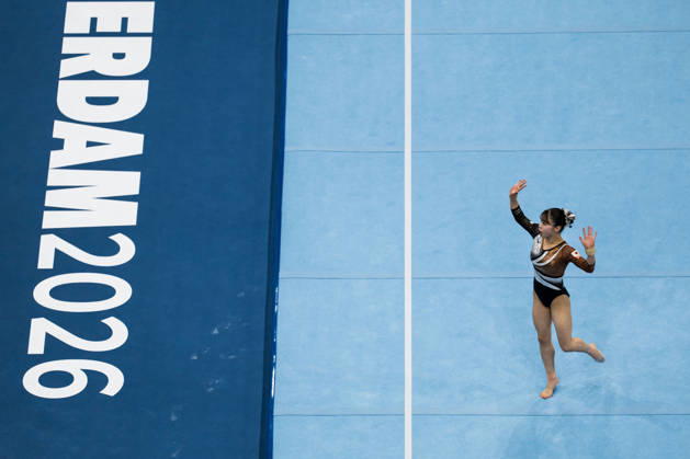 2026 Artistic Gymnastics World Championships, Day 5, Women s Team Final 261021 Aiko Sugihara of Japan competes in floor exercise during women s team final on day five of the 2026 Artistic Gymnastics World Championships on October 21, 2026 in Rotterdam. Photo: Joel Marklund BILDBYRÅN kod JM JM0863 bbeng artistisk gymnastik artistic gymnastics gymnastik-vm vm artistic gymnastics world championships final lagfinal team final dam Copyright: JOELxMARKLUND BB261021JM018