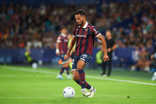 Jeremy Toljan (Levante UD) during the LaLiga EA Sports match between Levante UD and Athletic Club at Estadi Ciutat de València on October 21, 2026 in Valencia, Spain. -