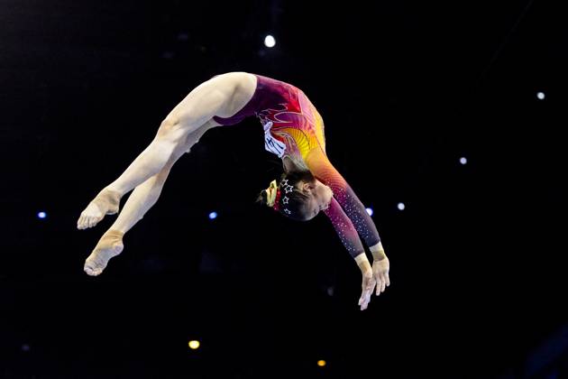 ROTTERDAM - Qinqin Ke (China) during the team final at the World Gymnastics Championships in Rotterdam Ahoy. IRIS VAN DEN BROEK ANP xVIxANPxSportx xxANPxIVx 573185611 originalFilename: 573185611.jpg