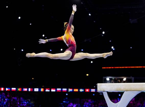 ROTTERDAM - Qinqin Ke (China) during the team final at the World Gymnastics Championships in Rotterdam Ahoy. IRIS VAN DEN BROEK ANP xVIxANPxSportx xxANPxIVx 573185688 originalFilename: 573185688.jpg