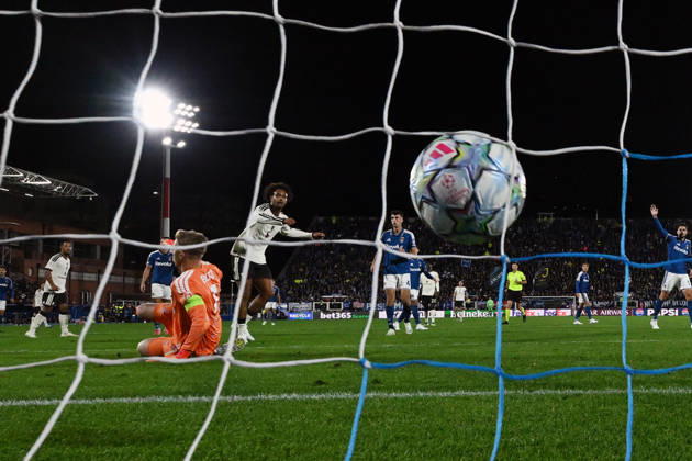 Cm Como 21 10 2026 - Champions League Como Manchester United, ManU foto Cristiano Mazzi Image nella foto: gol Joshua Zirkzee
