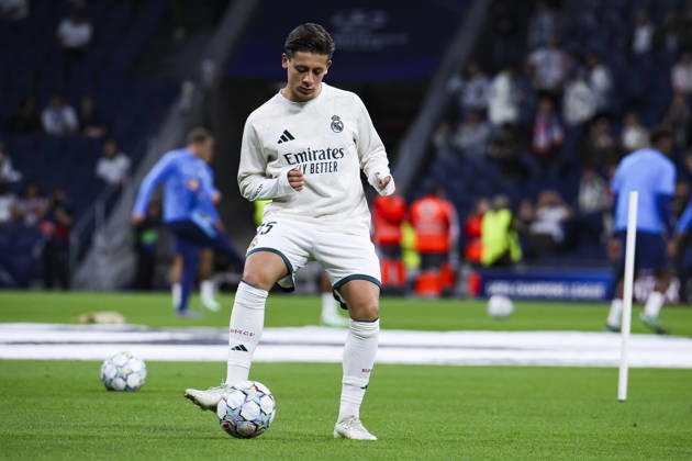 Real Madrid v RB Leipzig - UEFA Champions League 2026 27 October 21, 2026, Santiago Bernabeu stadium, Madrid, Spain: Arda Guler of Real Madrid is warm up during UEFA Champions League 2026 27 football match between Real Madrid and RB Leipzig at Santiago Bernabeu stadium on October 21, 2026, in Madrid, Spain. Madrid Santiago Bernabeu Stadium Madrid Spain Copyright: xAlejandroxMatiasxAcostax