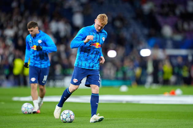 October 21, 2026, Madrid, Madrid, Spain: Nicolas Seiwald of RB Leipzig warms up during the UEFA Champions League 2026 27 League Phase MD3 match between Real Madrid CF and RB Leipzig at Bernabeu stadium on October 21, 2026, in Madrid, Spain. Madrid Spain - ZUMAa181 20261021_zaa_a181_033 Copyright: xDennisxAgyemanx