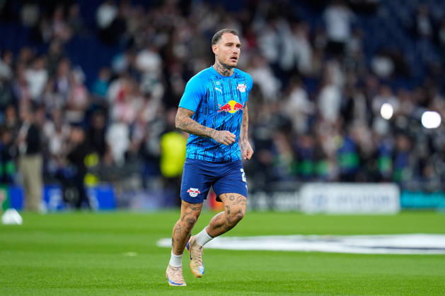 October 21, 2026, Madrid, Madrid, Spain: David Raum of RB Leipzig warms up during the UEFA Champions League 2026 27 League Phase MD3 match between Real Madrid CF and RB Leipzig at Bernabeu stadium on October 21, 2026, in Madrid, Spain. Madrid Spain - ZUMAa181 20261021_zaa_a181_038 Copyright: xDennisxAgyemanx