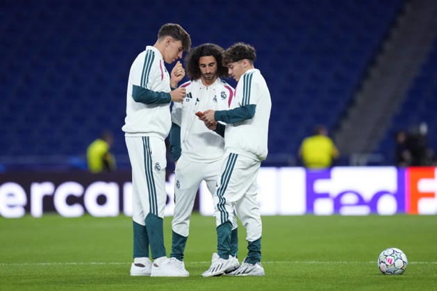 ESP: Real Madrid v RB Leipzig. UEFA Champions League. Matchday 3. Carlos Espi, Thiago Pitarch and Marc Cucurella of Real Madrid CF during the UEFA Champions League match between Real Madrid and RB Leipzig played at Santiago Bernabeu Stadium on 21 Oct 2026 in Madrid, Spain. kpng Copyright: xCesarxCebollax xPRESSINPHOTOx PS_2627_RMA_LEI_001