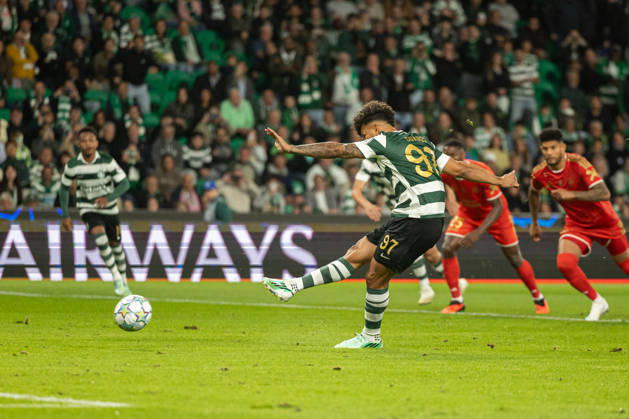 Luis Suarez celebrating after goal seen in football match between Sporting CP and LASK in UEFA Champions League 2026 27 at Estadio JosÃ Alvalade, Lisboa, Portugal (Luis Loureiro Ball Raw Images PT) Lisboa Estadio JosÃ Alvalade Portugal Copyright: xLuisxLoureirox LloureiroSPCxLUSK-3195