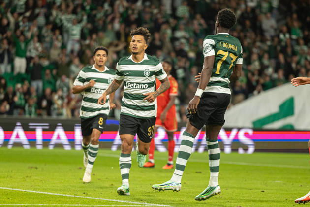 Luis Suarez celebrating after goal seen in football match between Sporting CP and LASK in UEFA Champions League 2026 27 at Estadio JosÃ Alvalade, Lisboa, Portugal (Luis Loureiro Ball Raw Images PT) Lisboa Estadio JosÃ Alvalade Portugal Copyright: xLuisxLoureirox LloureiroSPCxLUSK-3237