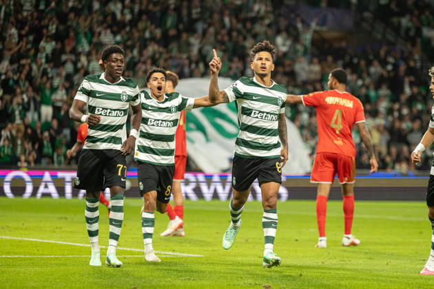 Luis Suarez celebrating after goal seen in football match between Sporting CP and LASK in UEFA Champions League 2026 27 at Estadio JosÃ Alvalade, Lisboa, Portugal (Luis Loureiro Ball Raw Images PT) Lisboa Estadio JosÃ Alvalade Portugal Copyright: xLuisxLoureirox LloureiroSPCxLUSK-3255