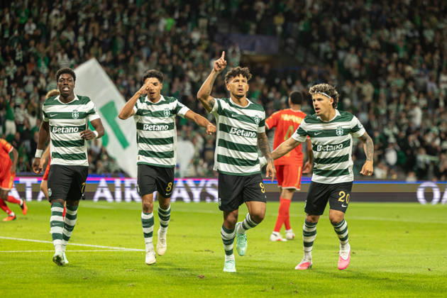 Luis Suarez celebrating after goal seen in football match between Sporting CP and LASK in UEFA Champions League 2026 27 at Estadio JosÃ Alvalade, Lisboa, Portugal (Luis Loureiro Ball Raw Images PT) Lisboa Estadio JosÃ Alvalade Portugal Copyright: xLuisxLoureirox LloureiroSPCxLUSK-3263