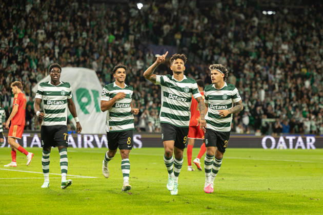 Luis Suarez celebrating after goal seen in football match between Sporting CP and LASK in UEFA Champions League 2026 27 at Estadio JosÃ Alvalade, Lisboa, Portugal (Luis Loureiro Ball Raw Images PT) Lisboa Estadio JosÃ Alvalade Portugal Copyright: xLuisxLoureirox LloureiroSPCxLUSK-3269