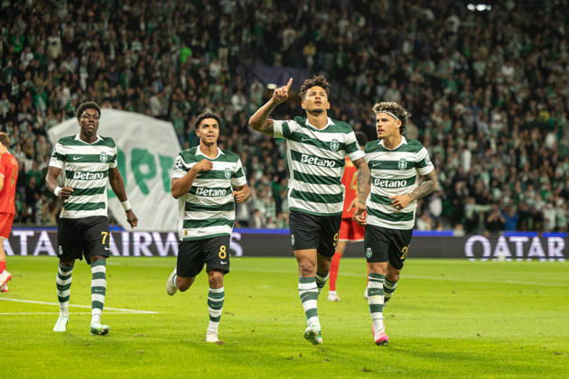 Luis Suarez celebrating after goal seen in football match between Sporting CP and LASK in UEFA Champions League 2026 27 at Estadio JosÃ Alvalade, Lisboa, Portugal (Luis Loureiro Ball Raw Images PT) Lisboa Estadio JosÃ Alvalade Portugal Copyright: xLuisxLoureirox LloureiroSPCxLUSK-3271