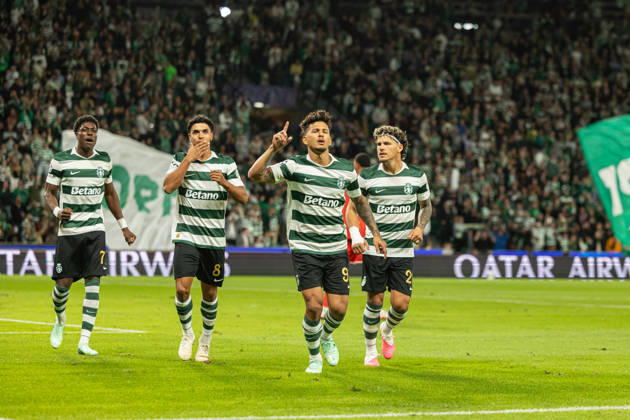Luis Suarez celebrating after goal seen in football match between Sporting CP and LASK in UEFA Champions League 2026 27 at Estadio JosÃ Alvalade, Lisboa, Portugal (Luis Loureiro Ball Raw Images PT) Lisboa Estadio JosÃ Alvalade Portugal Copyright: xLuisxLoureirox LloureiroSPCxLUSK-3274