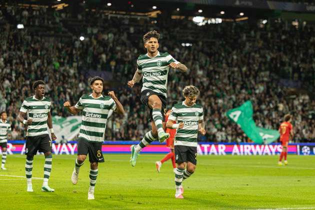 Luis Suarez celebrating after goal seen in football match between Sporting CP and LASK in UEFA Champions League 2026 27 at Estadio JosÃ Alvalade, Lisboa, Portugal (Luis Loureiro Ball Raw Images PT) Lisboa Estadio JosÃ Alvalade Portugal Copyright: xLuisxLoureirox LloureiroSPCxLUSK-3279