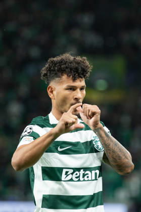 October 21, 2026, Lisbon, Lisbon, Portugal: Sporting forward from Colombia LUIS SUAREZ (97) celebrating after scoring a goal during the game for the League Phase for the UEFA Champions League between Sporting and LASK Linz at Estadio Jose de Alvalade Soccer 2026: Sporting Vs LASK Linz  - ZUMAs359 20261021_zsp_s359_003 Copyright: xAlexandrexdexSousax