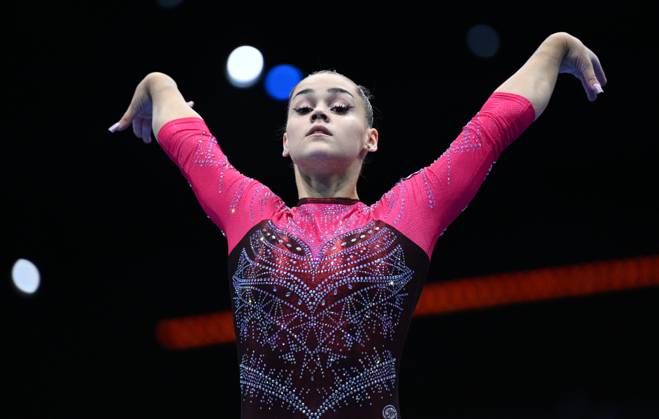 Netherlands Artistic Gymnastics World Championships 9270188 21.10.2026 Elizaveta Us of Team World Gymnastics Neutral Athletes 2 competes on the balance beam during the women s team final at the 2026 World Artistic Gymnastics Championships in Rotterdam, the Netherlands. Alexey Filippov Sputnik Rotterdam Netherlands  Copyright: xAlexeyxFilippovx