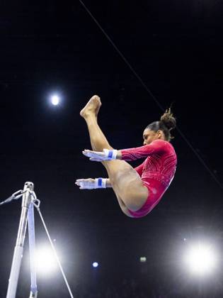 ROTTERDAM - Celia Serber (FRA) during the team final at the World Gymnastics Championships in Rotterdam Ahoy. IRIS VAN DEN BROEK ANP xVIxANPxSportx xxANPxIVx 573190532 originalFilename: 573190532.jpg