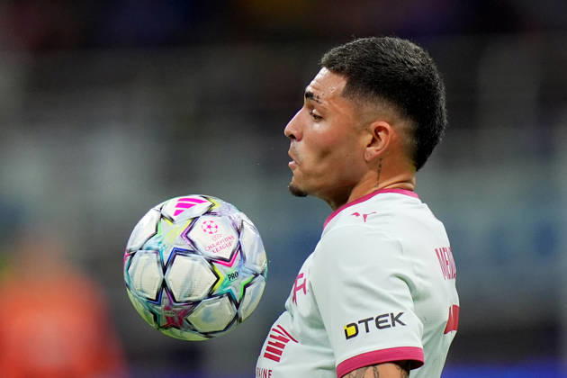 Shakhtar s Gleiker Mendoza during the Uefa Champions League soccer match between Inter and Shakhtar Donetsk at San Siro Stadium in Milan , Italy - Wednesday October 21 , 2026. - Soccer  Copyright: xSpada LaPressex